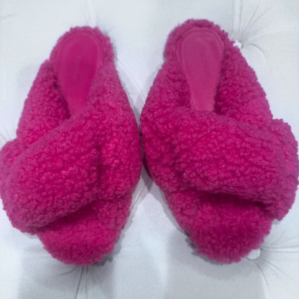 Balenciaga Pink Sherling Slides